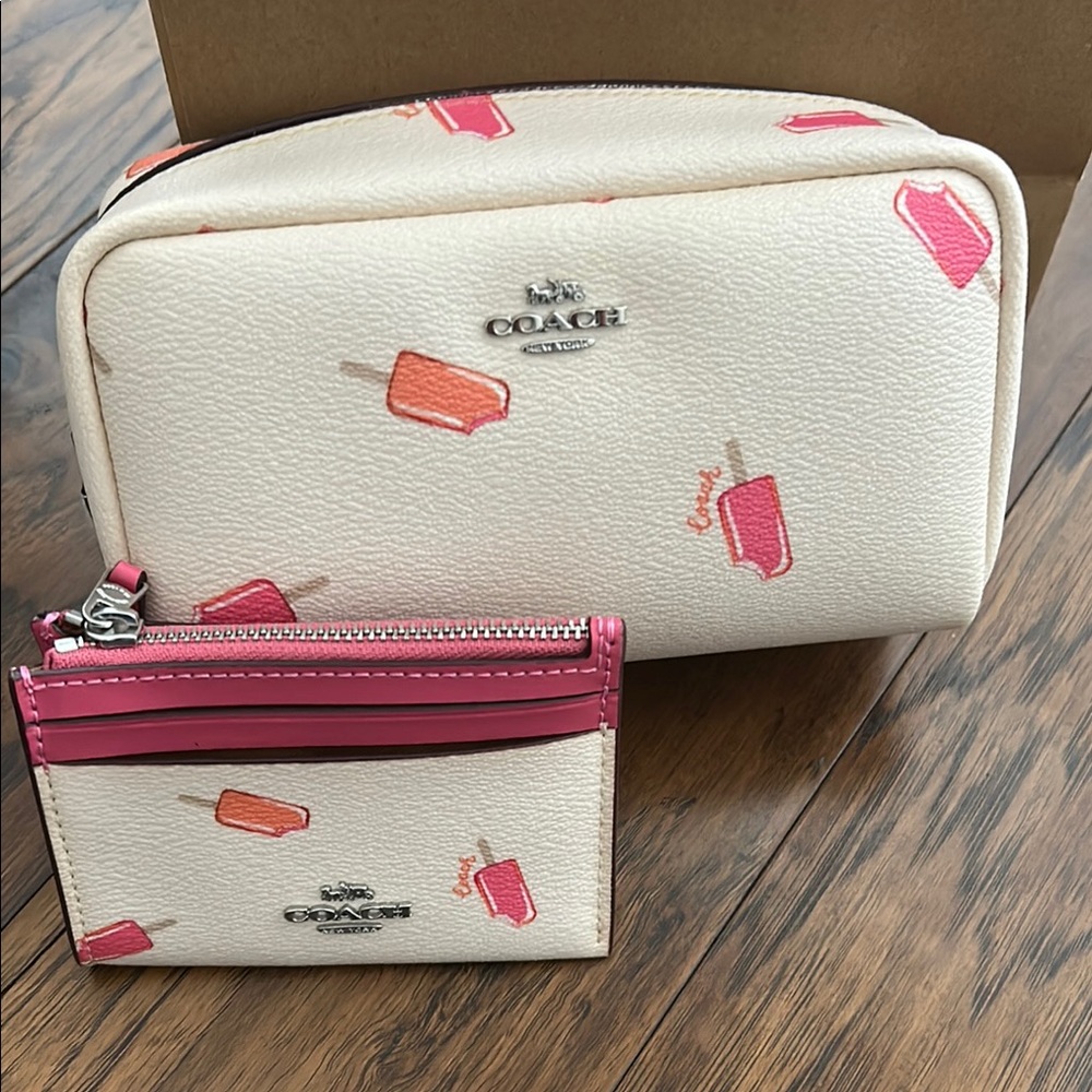 Coach Pink and Cream Popsicle Card Holder